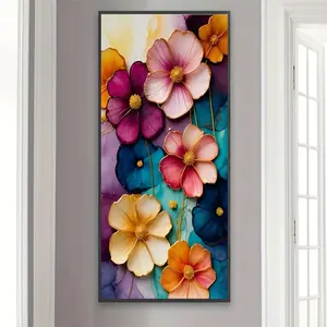 Flower Pattern Diamond Arts Colorful Painting Kit without Frame, DIY 5D Diamond Arts Crafts Kit, Wall Art Decorations for Home, Diamond Painting Kits