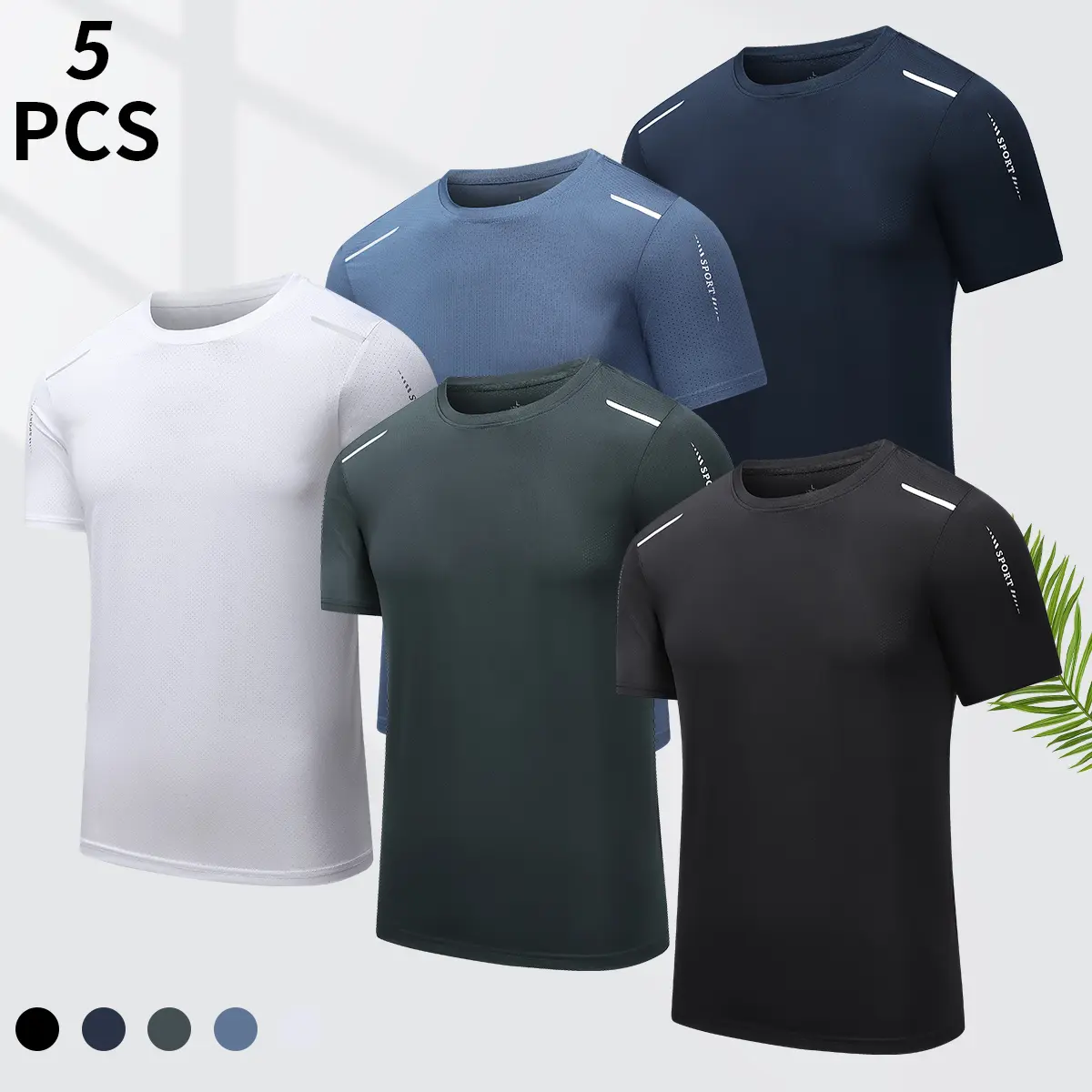 Men's Quick Dry Athletic T-Shirt Solid Color Reflective Print Sports Tee Lightweight Breathable Gym Workout Running Training Shirt for Men, Summer Activewear Fitness T Shirt for Jogging, Basketball, Outdoor Exercise