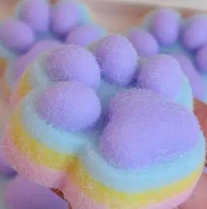 TikTok Shop Black Friday Extra-large Rainbow Cat Paw Fidget Toy - Iridescent Purple Glitter Stress Reliever Squishy for Kids & Adults