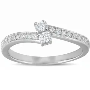 1/4 Ct Two Stone Diamond Engagement Forever Us Ring White Gold Anniversary Band