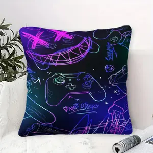 Game Controller Single-Sided Printed Pattern Pillow (Including Pillow Core), Game Gaming Decoration Cushion, Suitable For Sofas, Beds, Bedrooms And Living Rooms, Suitable For Adult Home Decoration