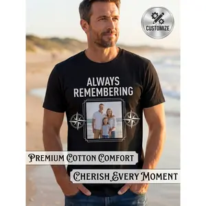 Personalized DIY Printing Available with Custom Text And Exclusive Photos, Print Your Family Group Photos Precious Memories on The Garment. Features a Vintage Compass Border Letter Patterns