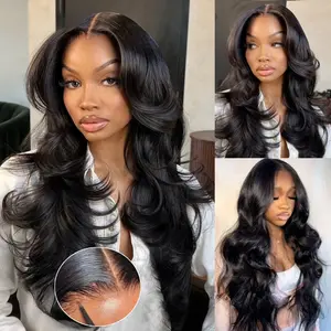 Bling Hair Drawstring Wig HD Transparent 13x4 Glueless Wig Body Wave Melted Skin Pre-Cut Human Hair Wigs for Black Women Pre Cut 5x5 9x6 Closure Glueless Wig Natural Hairline Brazilian Virgin Hair 180% Density Density