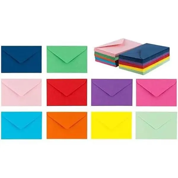 60 Mini Envelopes 10 Assorted Colors,Gummed closure,  Card, Business Card Envelopes 4"x 2.7"