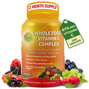 SUPPLEMENTS STUDIO Whole Food Vitamin C 675mg - Vitamin C from Organic Berries - Natural Bioflavonoids for Immune Support - Easy to Swallow - 120 Capsules