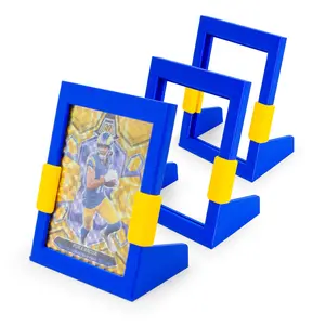 Football Card Toploader Display Stand – 3 Pack Top Loader Stand Blue & Yellow Los Angeles Team Colors Compatible With Panini Topps Bowman