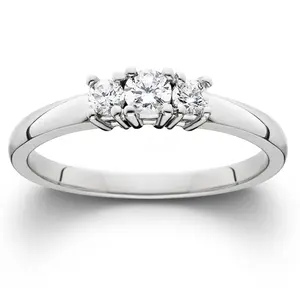 1/4 Ct Three Stone Lab Grown Diamond Engagement Ring 10k White Gold