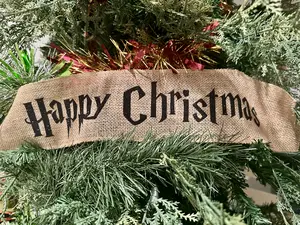 Happy Christmas Christmas Tree Ribbon Garland 4"