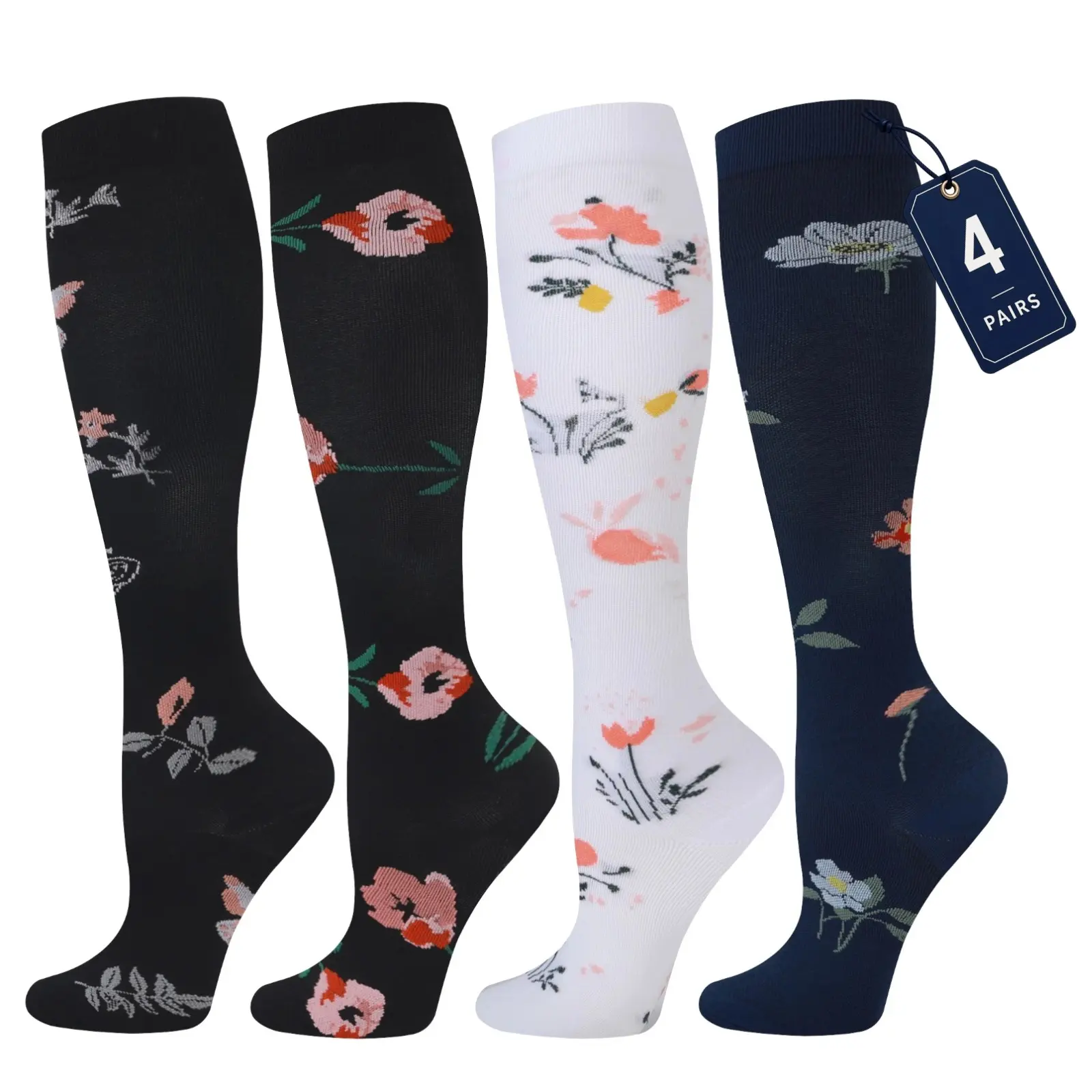 Compression Socks 4 Pairs For Men & Women(15-20mmhg) All-day Comfort,Reduces Tiredness / Soreness – Perfect For running, Gym, Travel, Office, And outdoor Activities