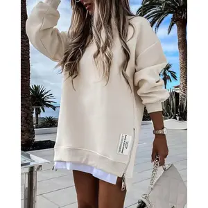 Chicme Long Sleeve Zipper Design Sweatshirt Dress