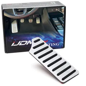 iJDMTOY Satin Silver Racing Sports Style Foot Rest Dead Pedal Cover For Honda 2016-up Gen10 Gen11 Civic; For Acura 2023-up Integra