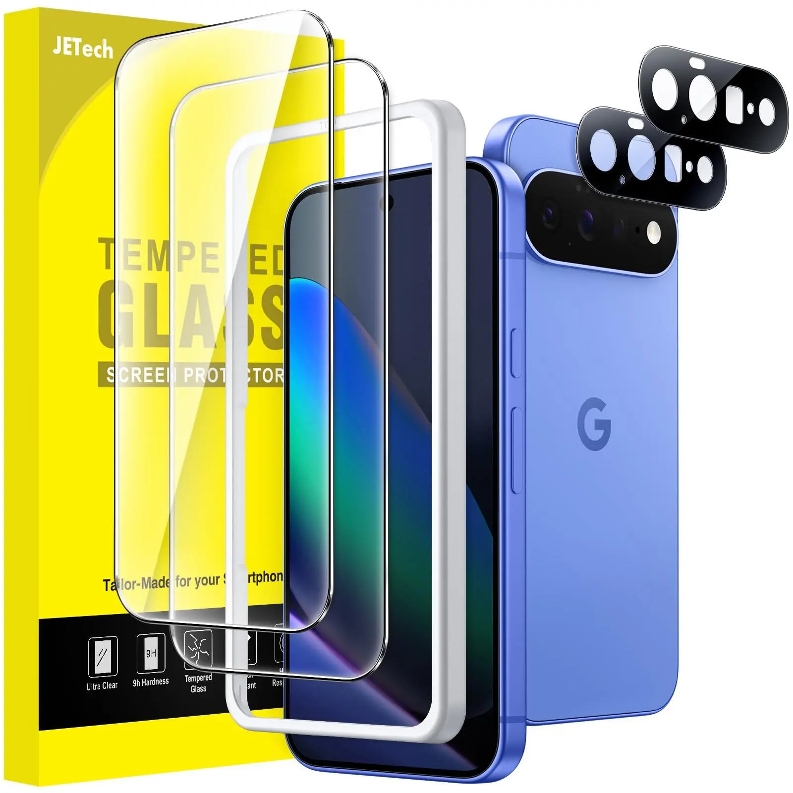 JETech Screen Protector with Lens Protector for Google Pixel 11 Series, 9H+ Shatterproof Tempered Glass, Easy Installation, Fingerprint Unlock Compatible, High Clarity, Anti-Fingerprint, Clear