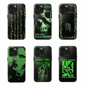 Gothic Type O Negative Band Green Logo Metal Music Heavy Duty Tough Phone Case Shockproof Drop Protection Durable Hard Cover Aesthetic for iPhone 11 12 13 14 15 16 17 Pro Max Plus