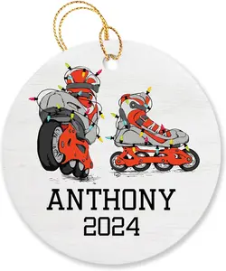 Personalized Roller Skate Skating Christmas Tree Ornament, Roller Skater Ornament, Roller Skating 2024 Ornament Christmas Custom Name & Year, Roller Skates Christmas Ornaments Gifts for Men Women Kid, Roller Skating Ornament