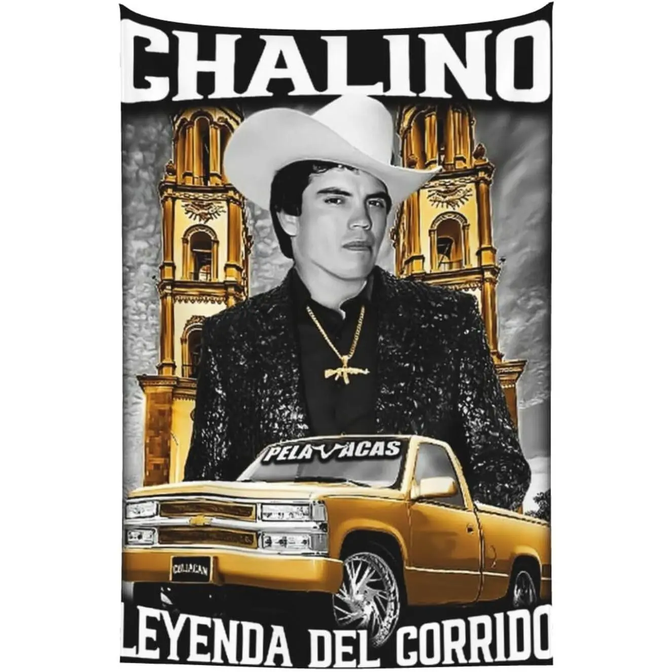 Chalino Singer Songwriter Sanchez Tapestry Wall Art Poster Tapestries for Bedroom Wall Hanging Stylish Wall Decor Home Decoration Tablecloths Backdrop Room Decor for Guest Room