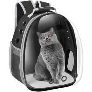 Space Capsule Pet Carrier Backpack Front Pack for Small Medium Cat Puppy Dog, Portable for Travel Hiking Walking Camping (Black)