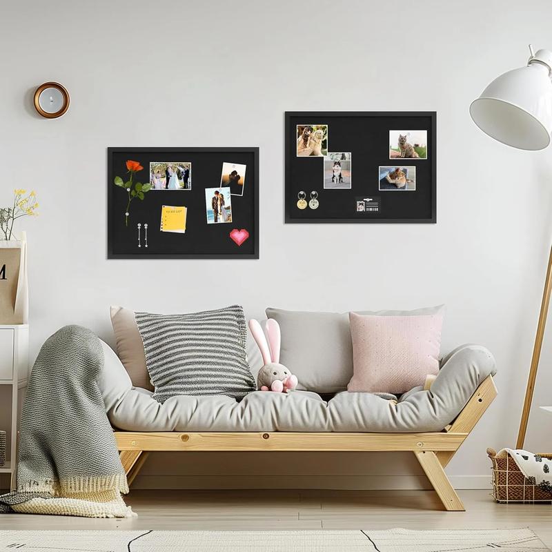 Cork Bulletin Board with Black Linen – Ideal Message Board or Vision Board for Office, Home & School Decoration