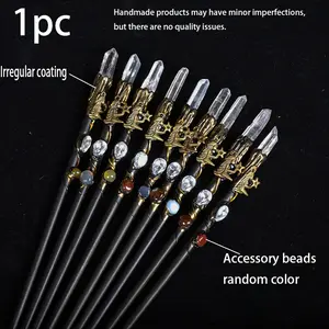 1pc of Natural Stone Zodiac Magic Wand with 12 Zodiac Symbols, a Fashionable Cosplay Prop. Suitable for Halloween, Christmas, and Party Decorations. Features a Zodiac-themed Design, Handmade. Minor Imperfections Are Normal and Do Not Indicate Quality