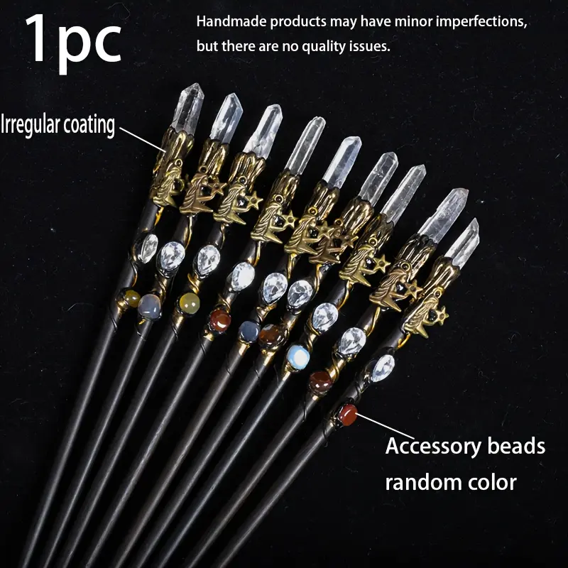1pc of Natural Stone Zodiac Magic Wand with 12 Zodiac Symbols, a Fashionable Cosplay Prop. Suitable for Halloween, Christmas, and Party Decorations. Features a Zodiac-themed Design, Handmade. Minor Imperfections Are Normal and Do Not Indicate Quality