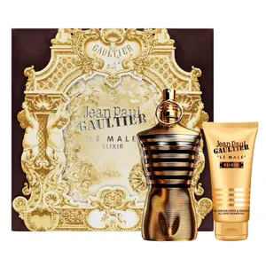 Jean Paul Gaultier Le Male Elixir for Men 2-Piece Hair & Body Set (4.2 Ounce Parfum Spray + 2.5 Ounce All Over Shower Gel)