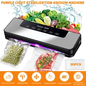 Vacuum Sealer Machine 65kPa Automatic Food Sealer 30cm Seal Width with External Hose 30 Vacuum Bags Included for Dry Wet Food Storage