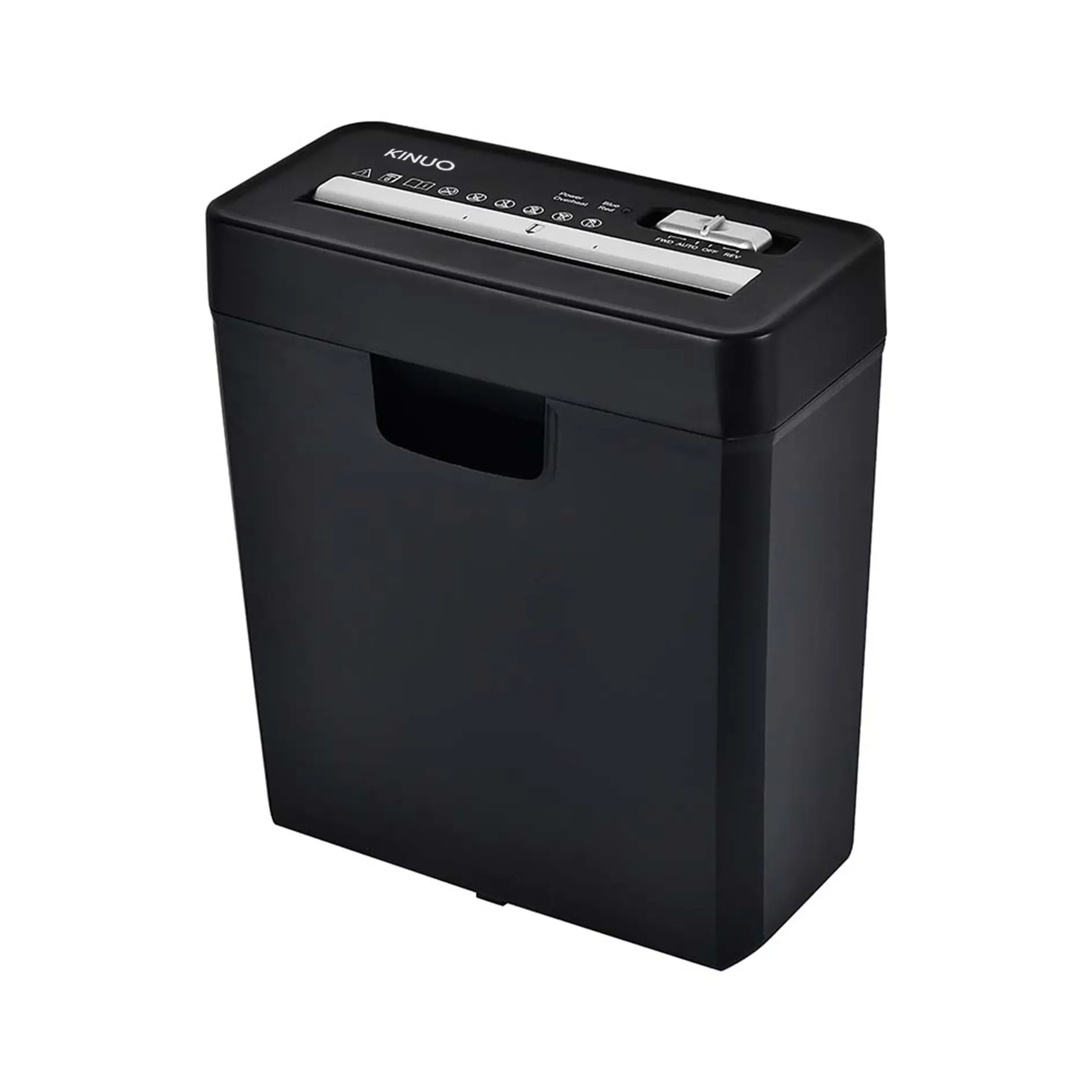 KINUO 6-Sheet Paper Shredder, P2 Security Strip-Cut Shredder with Anti-Jam System, Portable Office Home Shredder