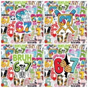 50pcs of colorful, personalized, and fun number 67 stickers, Decals Stickers, suitable for scrapbooks, diaries, laptops, water bottles, cars, and other items. A gift with a positive message based on beliefs.