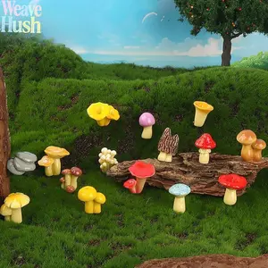 Moss Micro-Landscape Creative Simulation Jungle Mushrooms, DIY Bonsai Gardening Accessories, Miniature Fairy Garden Ornaments for Plant Pots, Terrariums & Home Decor, Cute Mini Resin Figurines for Indoor Outdoor Landscaping