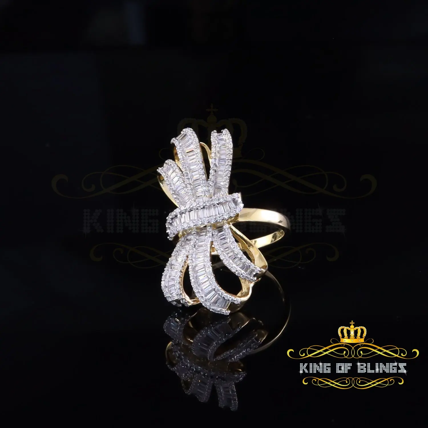 King Of Bling's 4.20ct Cubic Zirconia Cocktail Ring In Yellow 925 Silver Womens Ring Size 9