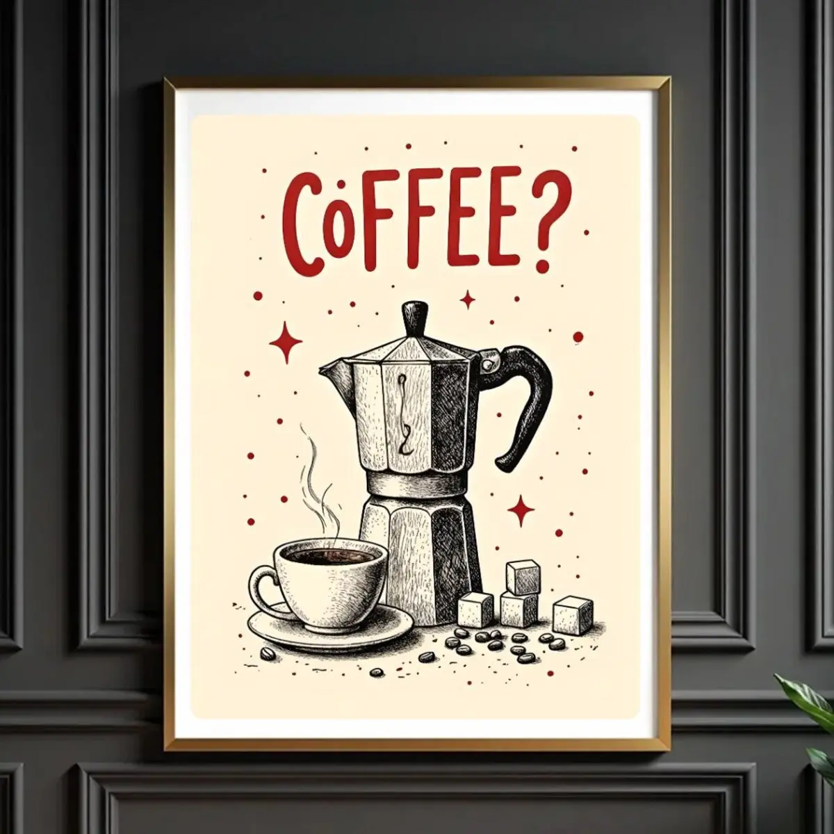 Vintage Coffee Poster – Retro Espresso Print, Funky Coffee Bar Decor, Trendy Kitchen Wall Art, Unframe