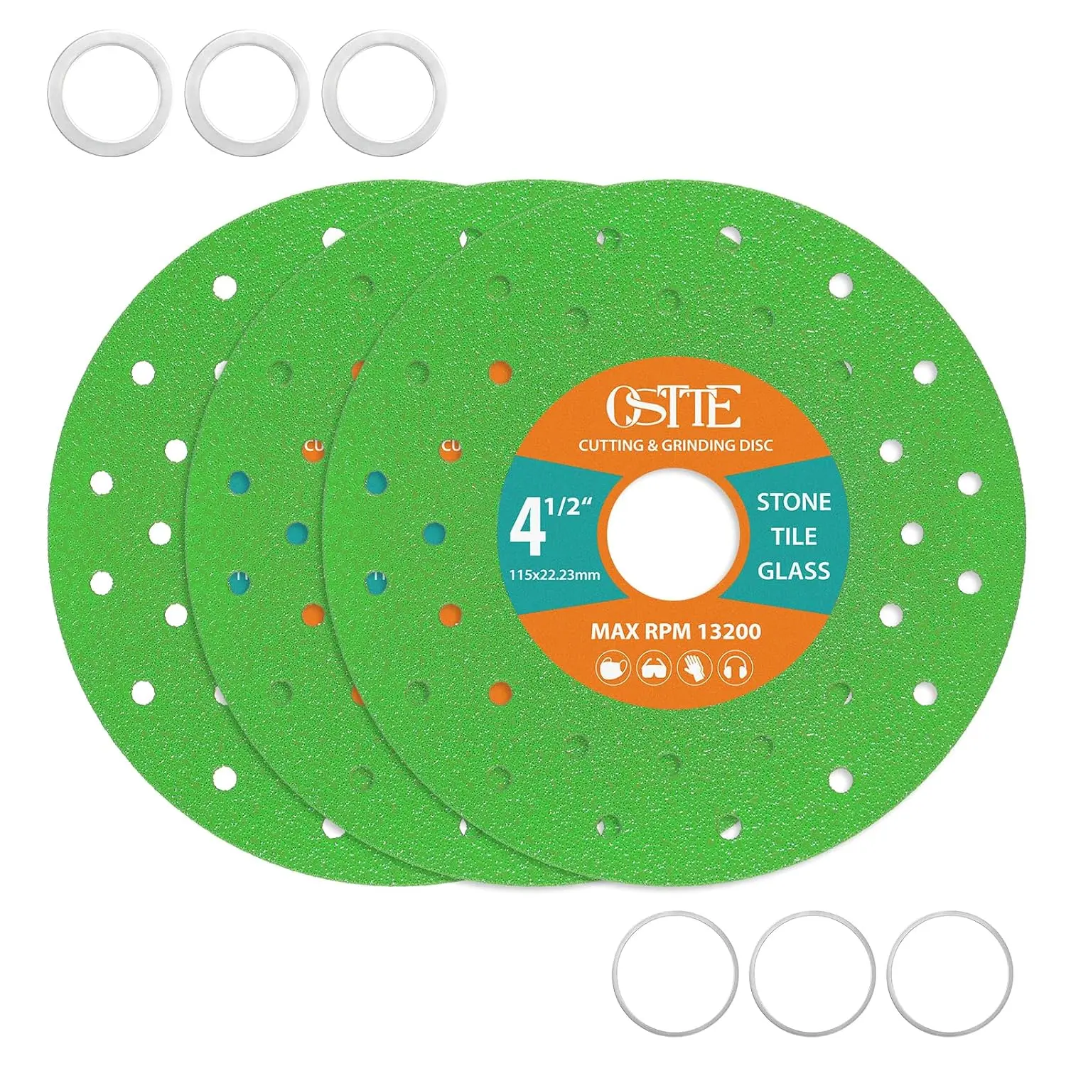 3PCS 4.5" Diamond Tile Saw Blade for Angle Grinders, Shatter-Proof Core, 0.05" Precision Cuts, Cuts Porcelain & Marble, 3X Longer Blade Life, Universal Fit for All 4.5" Grinders
