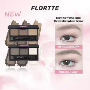 FLORTTE No Worries Series 3-Shade Eyebrow Powder Cosmetic - Waterproof Hold, Smooth Texture, Multi-Use for Natural Fluffy Brows, Brow Filling, Nose Contouring tiktokshopspringglowup,summervibes