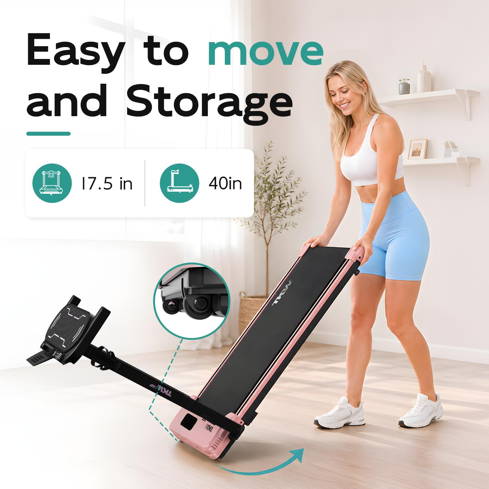 Compact Under Desk Walking Pad Treadmill - 5% Incline, Low Noise Motor, Portable Fitness Equipment for Home & Office Workout, Incline Walking Treadmill