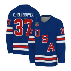 [HOT] Men Hockey Jersey Of Usa Team, Hellebuyck Printed Jersey With Name Number, Unisex Sport Fan Gift, US Hockey Shield 2026 Jersey