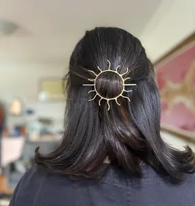 Original  Hair Pin in Solid Recycled Brass - Handmade Hair Slide/Hair Clip Barrette Bun pin sunburst sun rays