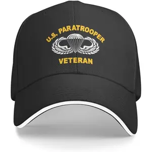 [82nd Airborne Cap] 100% Polyester 82nd Airborne Division US Paratrooper Army Veteran Baseball Cap |   Adjustable Fashionable Dad Trucker Hat for Men & Women |   Casual Outdoor Classic Vintage Black Sports Style