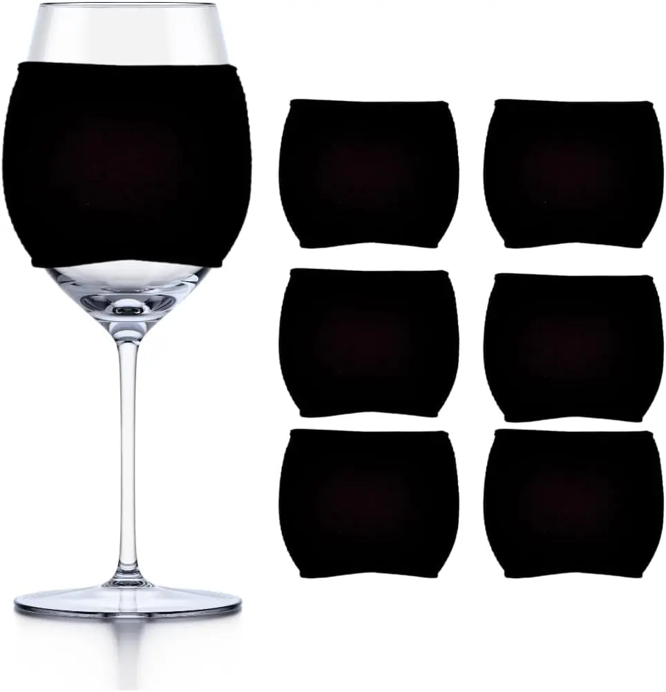 TahoeBay Blank Wine Glass Sleeves, Fits 12 oz Stemware, 6-Pack