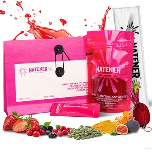 Natener Green Awake Portable Beverage - Superfruit Extract, Vitamin Complex, Green Coffee Bean & Turmeric - Boosted Hydration Drink, Supports Immunity & Youthful Vitality - Sugar Free, Non-GMO & Vegan Healthcare Natural