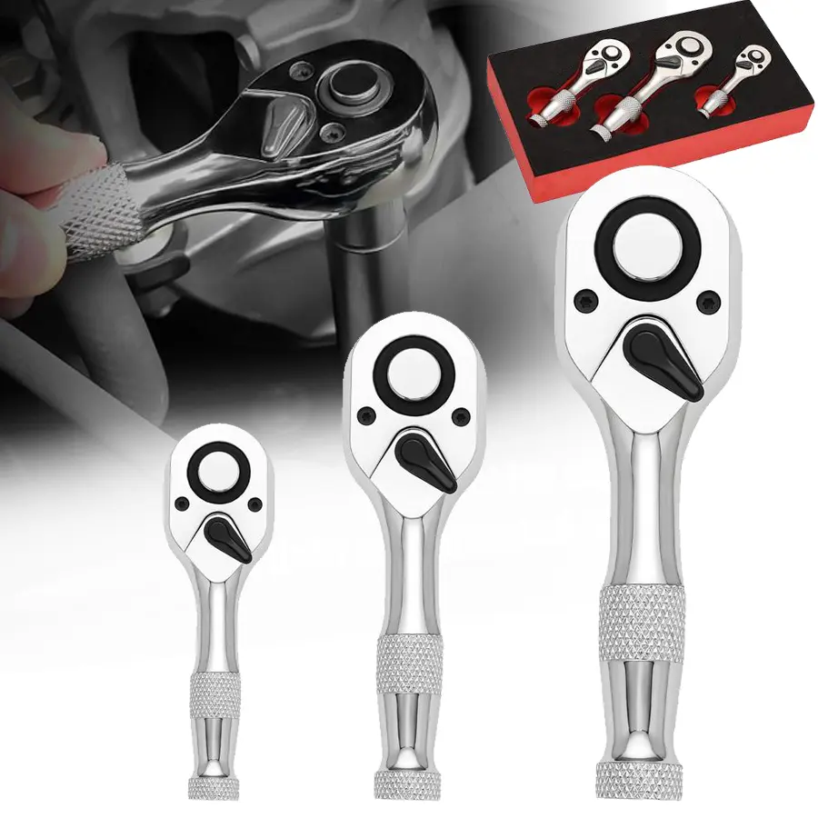 Different Ratches 3-Piece Elbow Ratchet Set in Different Sizes, 1/2, 3/8, 1/4 Inch Drive ...