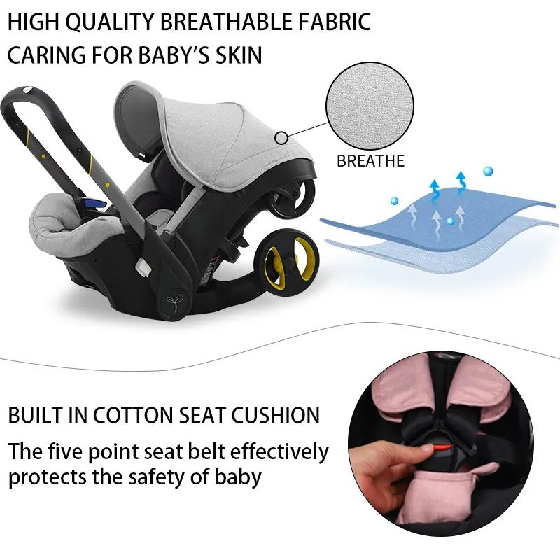 Summervibes BRODARK 3-in-1 High-Landscape Baby Stroller, Multi-Functional Collapsible Lightweight Travel Stroller with Adjustable Bassinet for Outdoor & Mall Use, Collapsible Stroller,Adjustable Baby Cradle Stroller Basket,Convertible Reversible Stroller