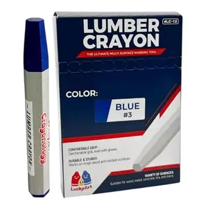 Lucky Art Crayonology Hexagonal Blue Lumber Crayons Pack of 12 for Wood, Concrete, Asphalt, Metal, Durable, Smudge-Free, Break-Resistant