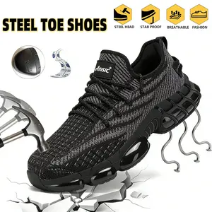 Men’s Steel Toe Safety Shoes Lightweight Breathable Work Sneakers Puncture Resistant Comfortable Work Shoes