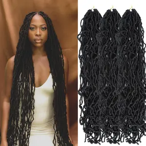SHINES HAIR 3pk Faux Locs Crochet Hair, Handmade Soft Locs, Lightweight Natural Locs Pre-Looped Butterfly Locs, Dread Lock Extenstions Human Hair