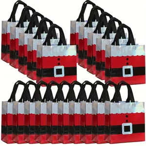 20-piece Christmas gift bag, laser-patterned non-woven fabric, hand-held Santa Claus style, suitable for multiple scenarios (parties, birthdays, shopping)