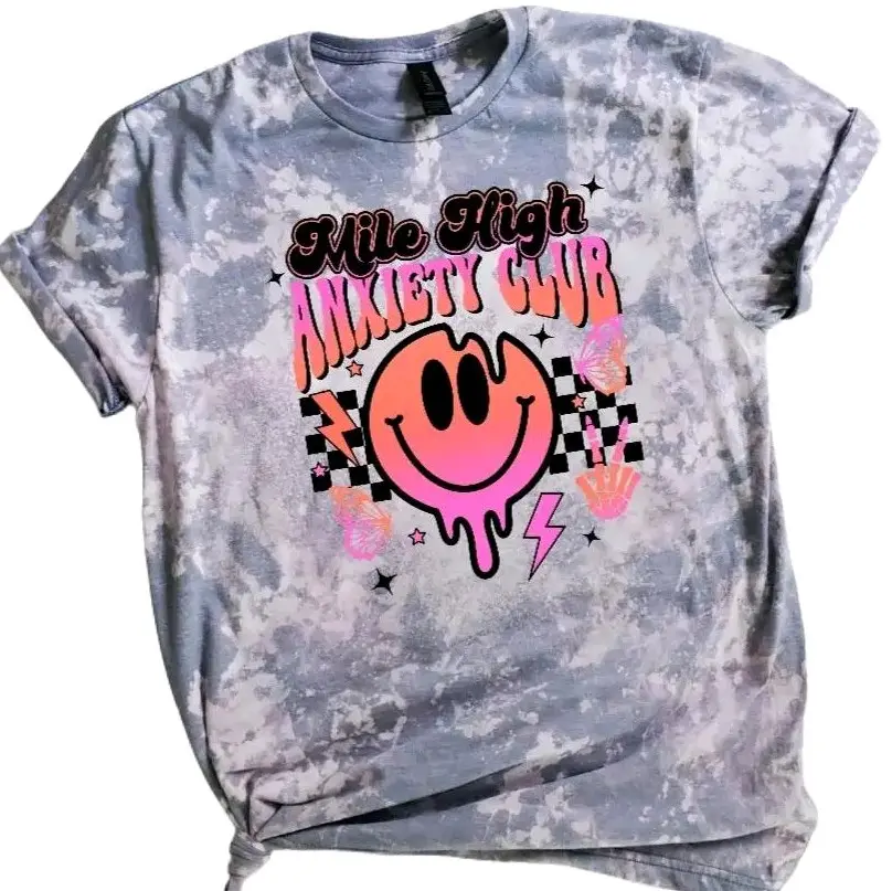 Mile High Anxiety Club Sublimation Bleached Tee Womenswear Shirt Tshirt Crewneck Shortsleeve