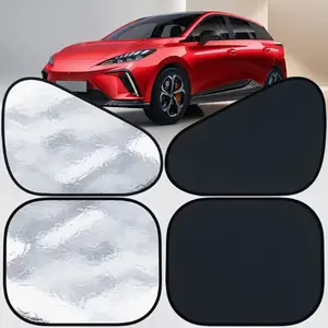 4pcs Car Static Film Sunshade, Heat Insulation Side Window Shade, Summer Car Sun Protection Board, Adhesive Sunscreen Curtain