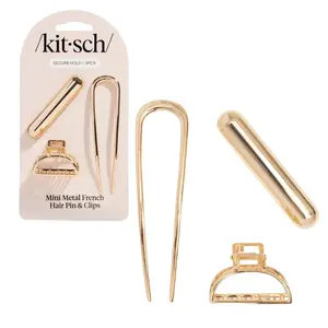 Gold Mini Metal French Hair Pin & Clips Set
