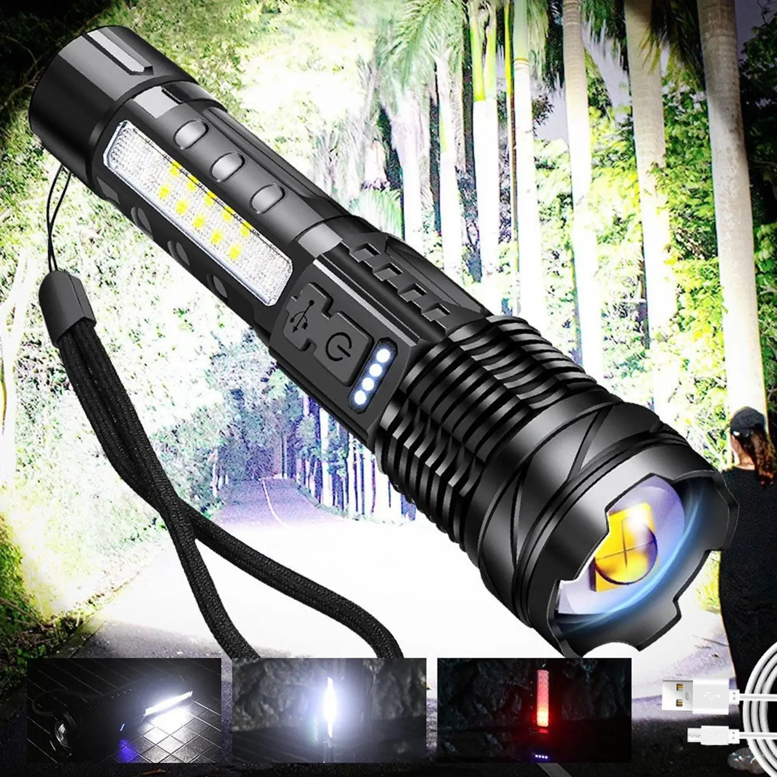 Rechargeable Flashlight High Lumens, Super Bright LED Small Powerful Tactical Flashlight with 7 Light Modes, Brightest Flashlight Waterproof, Handheld Flash Light for Camping,Emergency