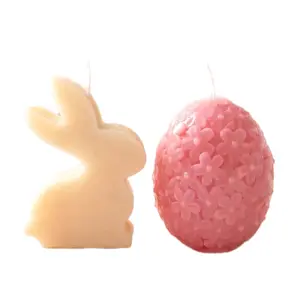 Easter Bunny & Egg Candles - Decorative Floral Design for Holiday Decor - Perfect for Easter Celebrations