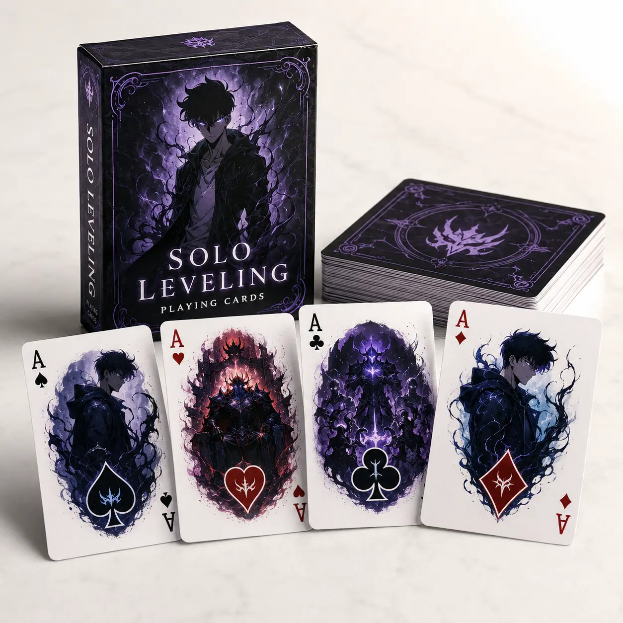 Solo Leveling Playing Cards, Sung Jinwoo Anime Poker Deck & Unique Gift for Manhwa Fans